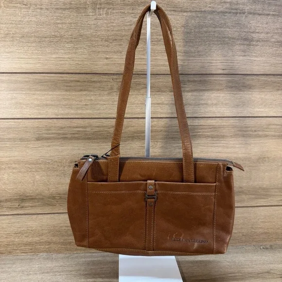 New Spikes & Sparrow Medium Leather Double Strap Shoulder Bag Cognac Brown - Picture 2 of 10